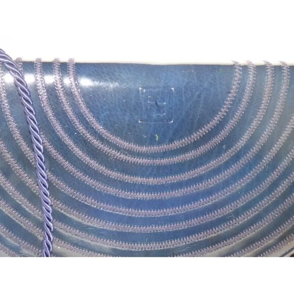 Fendi Navy Leather Stylized Fan 2-way Crossbody or Clutch - Picture 7 of 11